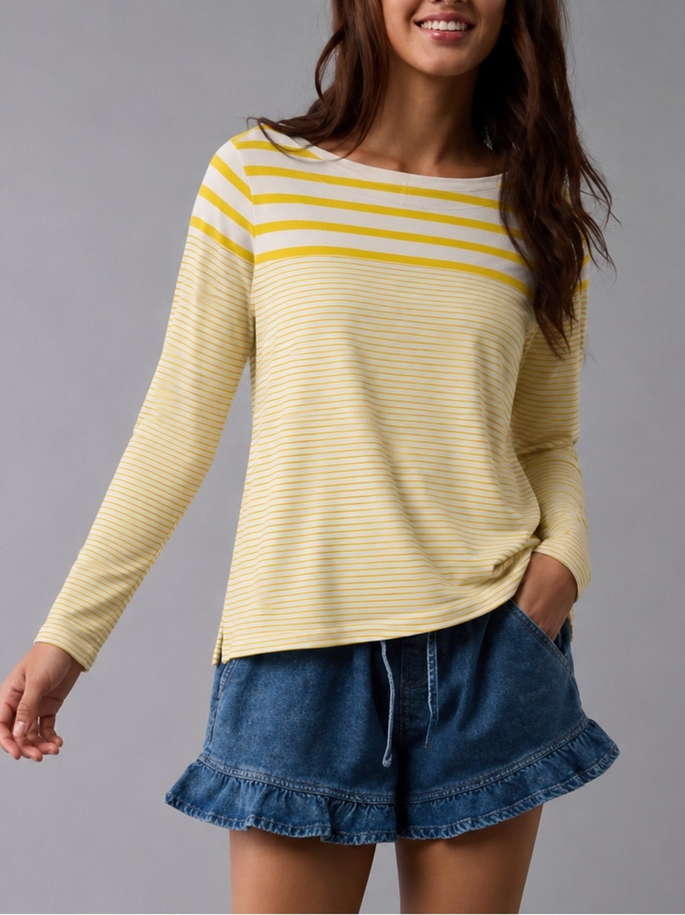 Gap Yellow Sailor Striped Boatneck Shirt